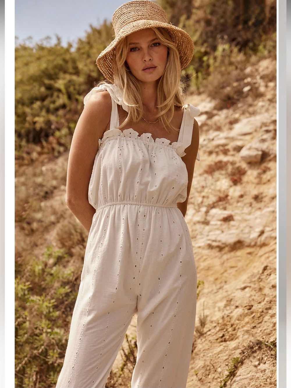 Anthropologie White Eyelet Jumpsuit